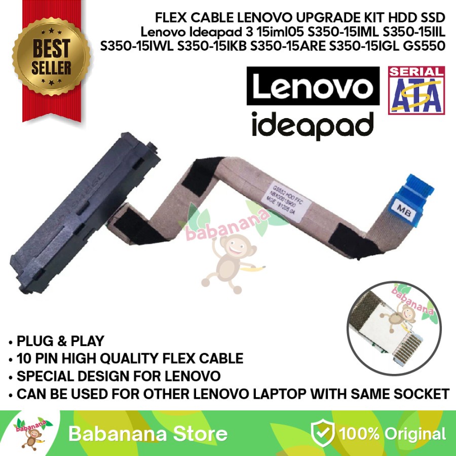 FLEX CABLE LENOVO UPGRADE KIT HDD SSD Lenovo Ideapad 3 15ARE05 15ADA05 15IIL05 15IML05  15IGL05 15IWL05 15IKB05 15IGL05 S350 GS550 KABEL SATA III SECOND HDD SSD CONNECTOR FLEKSIBEL CABLE