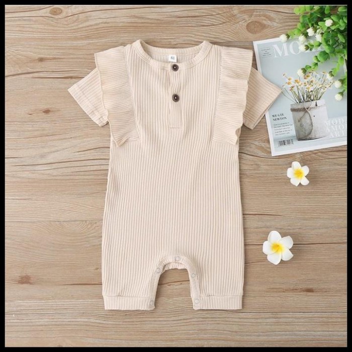 Terlaris 0-9Bln Jumper Ruffle Basic Bayi Jumpsuit Romper Baju