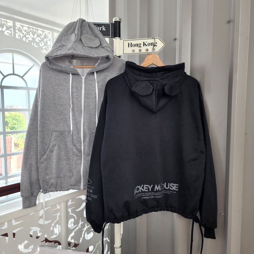 ( Isi 2 Pcs ) jaket sweater couple pasangan mickey hodie / jaket pasangan pacar warna lucu imut / ja