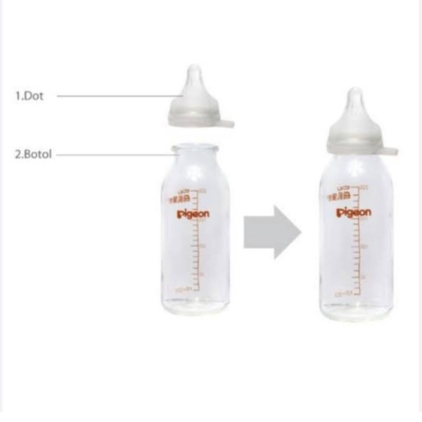 Pigeon Glass Bottle Botol Susu untuk bayi Prematur / Dot bayi prematur - Emepeg Size M