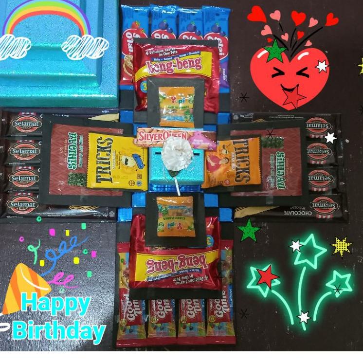 

☈ EXPLOSION BOX / snack box / kotak kejutan 3 layer kecil (20,15,10cm) + pullout ✻