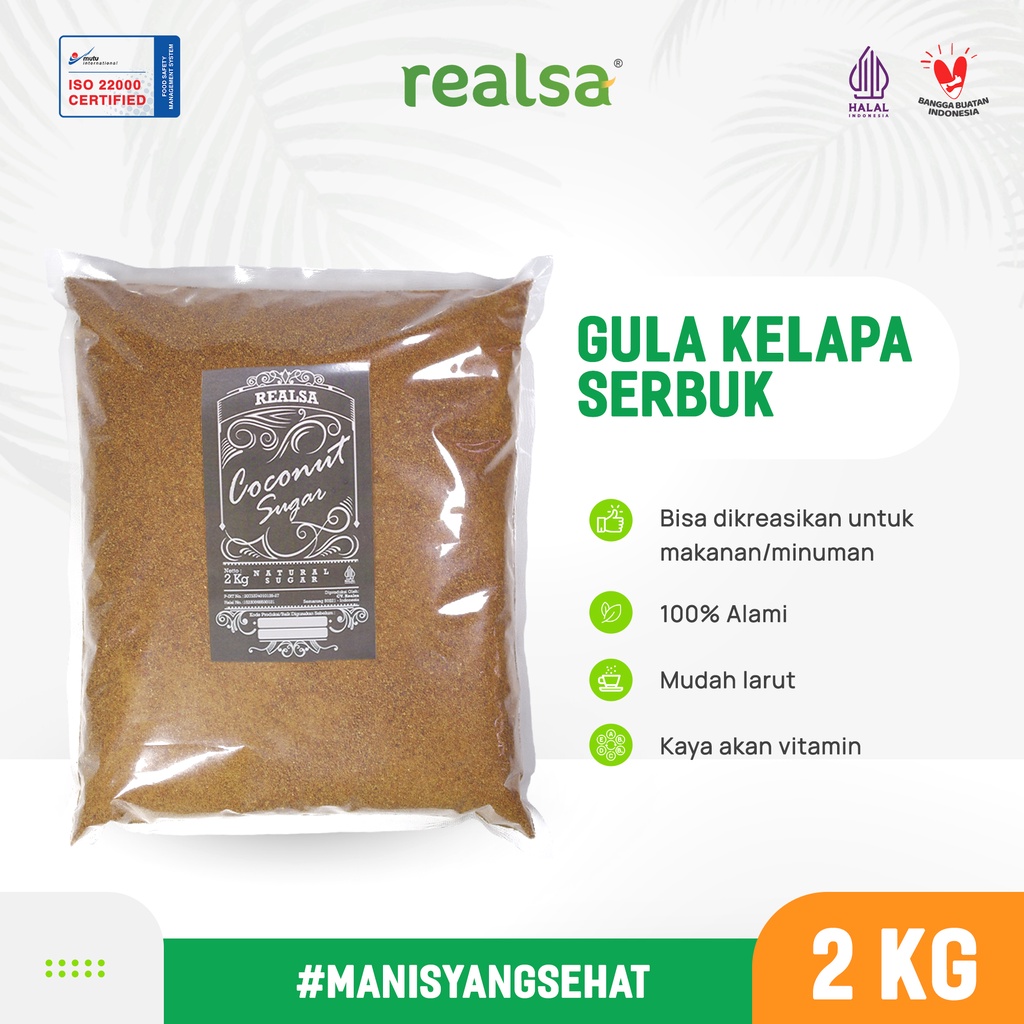 

Gula Kelapa Organik 2 kg - Organic Coconut Sugar - Gula Kelapa Bubuk/Semut REALSA