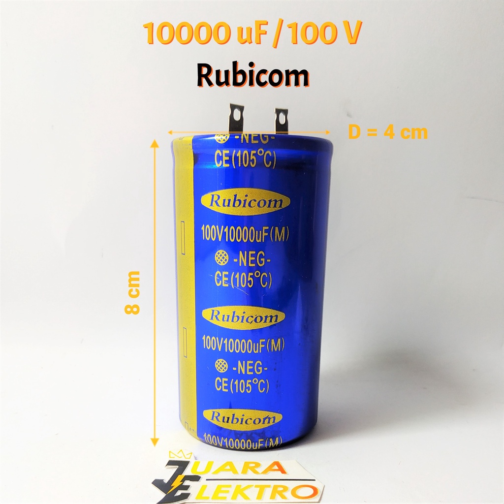 RUBICOM Elco 10000uF/100V | Kapasitor Elko 10000 uF/100 V Rubicom Biru