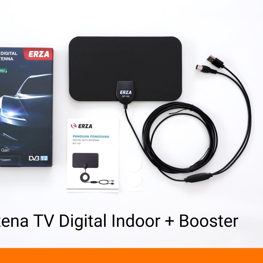 ➫ Antena TV Digital Indoor ERZA INT-100 DVB-T2 + Booster ✹