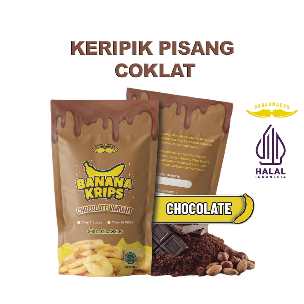 

Keripik Pisang Coklat lumer Manis Renyah Crispy Babasnacks Terlaris