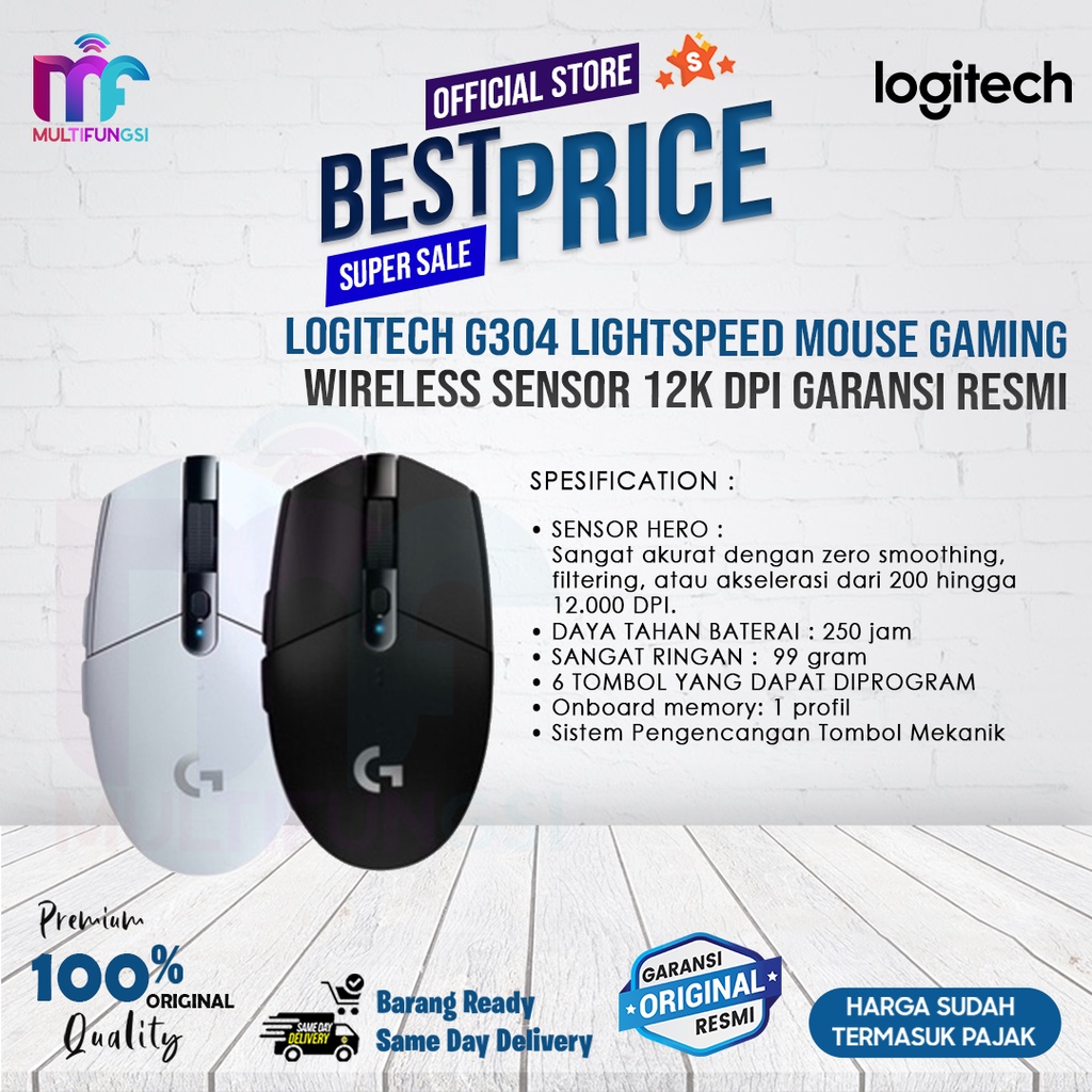 Logitech G304 Lightspeed Mouse Gaming Wireless Sensor 12K DPI Garansi Resmi