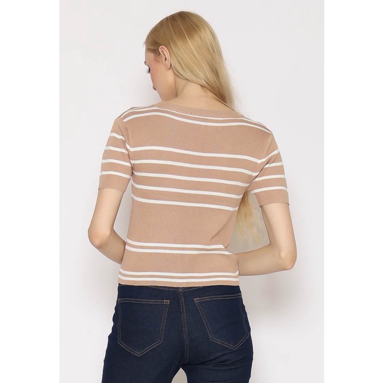 Blouse Rajut Wanita - Atasan Rajut Salur - Voerin Gina Knit Top