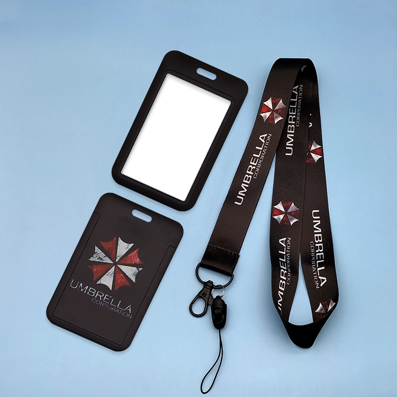 Pelindung Lengan Kartu Horizontal &amp; Vertical Resident Evil Neck Lanyard ID Badge Card Holder Untuk Phone Keychain Sling