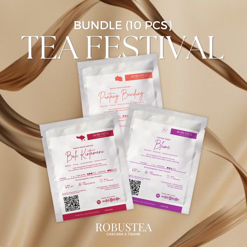 

Robustea Tea Party Bundle (10 Pcs) [Bali Kintamani Single Origin Cascara, Bandung Puntang Single Origin Cascara, Blume Cascara Tisane]