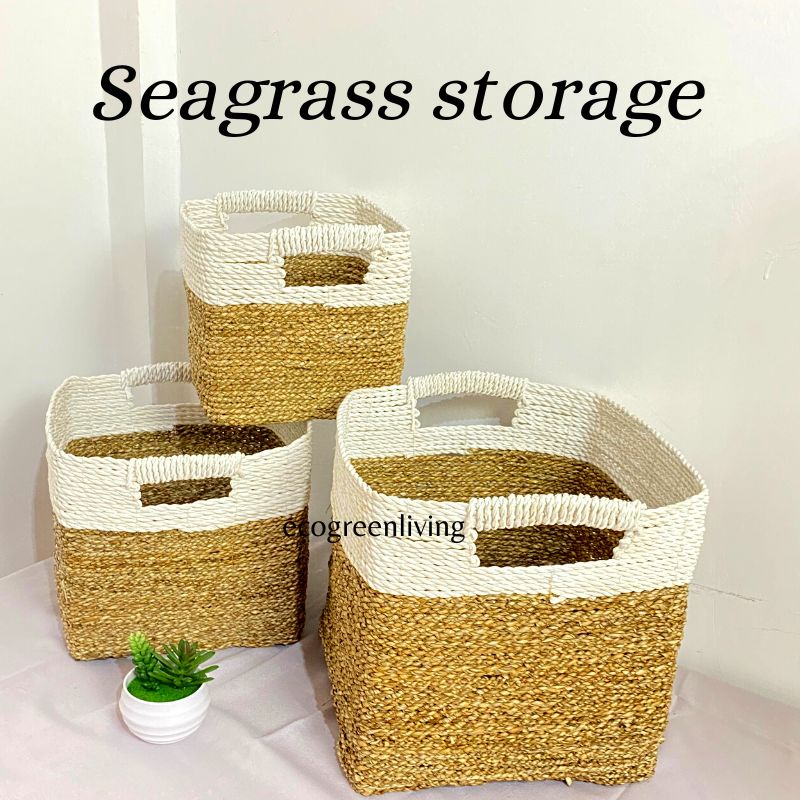 Seagrass storage box / Box recta square seagrass satuan