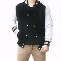 Jaket baseball Polos kancing sweater polos Pria bahan Tebal