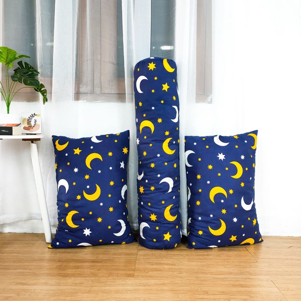 Araya - Paket Bundling 2 Bantal Dan 1 Guling Tidur Sky Silikon Murni Tanpa Campuran