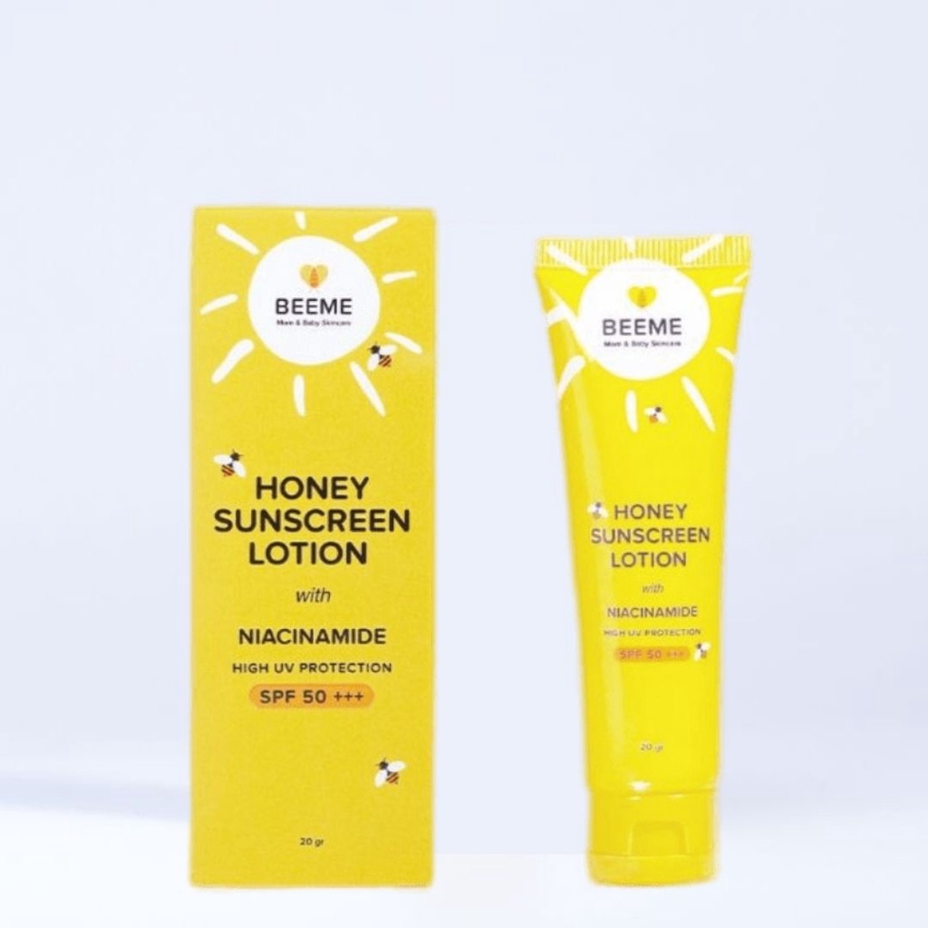 BEEME Honey Sunscreen Lotion with Niacinamide SPF 50+++ 20gr / BEE ME Suncreen Matahari Ibu Anak Bayi / BEEME MEMBER PLATINUM BANDUNG