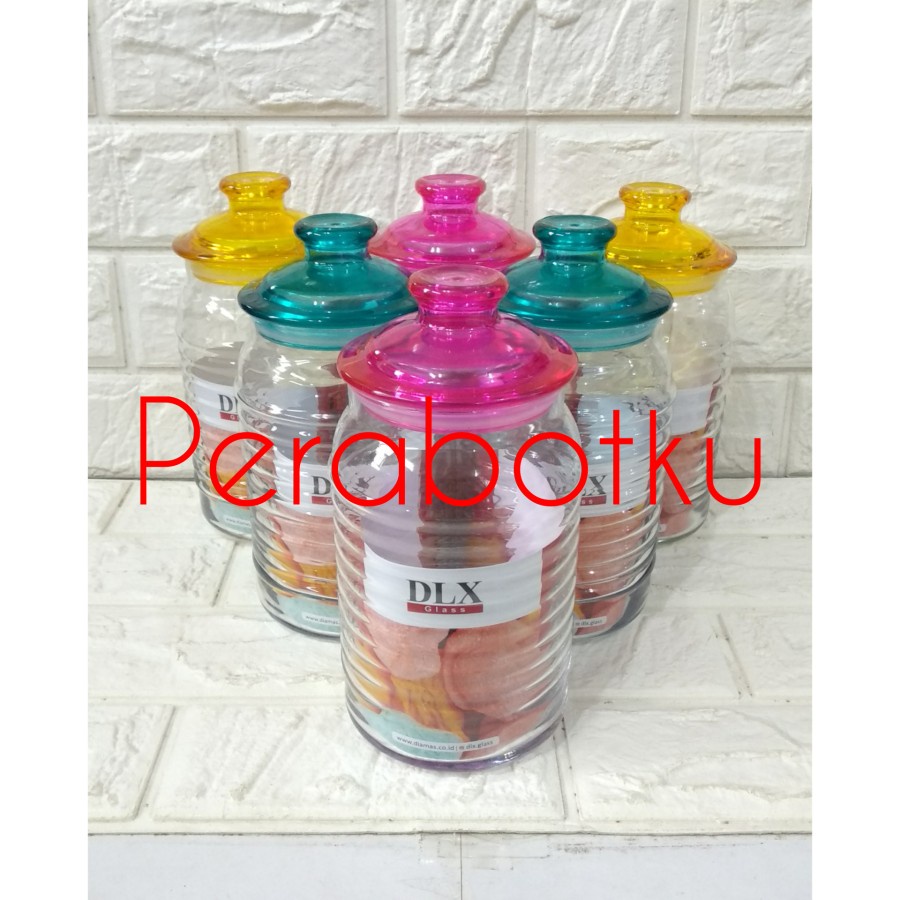 Toples Nuri Set 6 Pcs 1100 ml DLX / Toples Kue Kering Kaca Bening / Tempat Makanan
