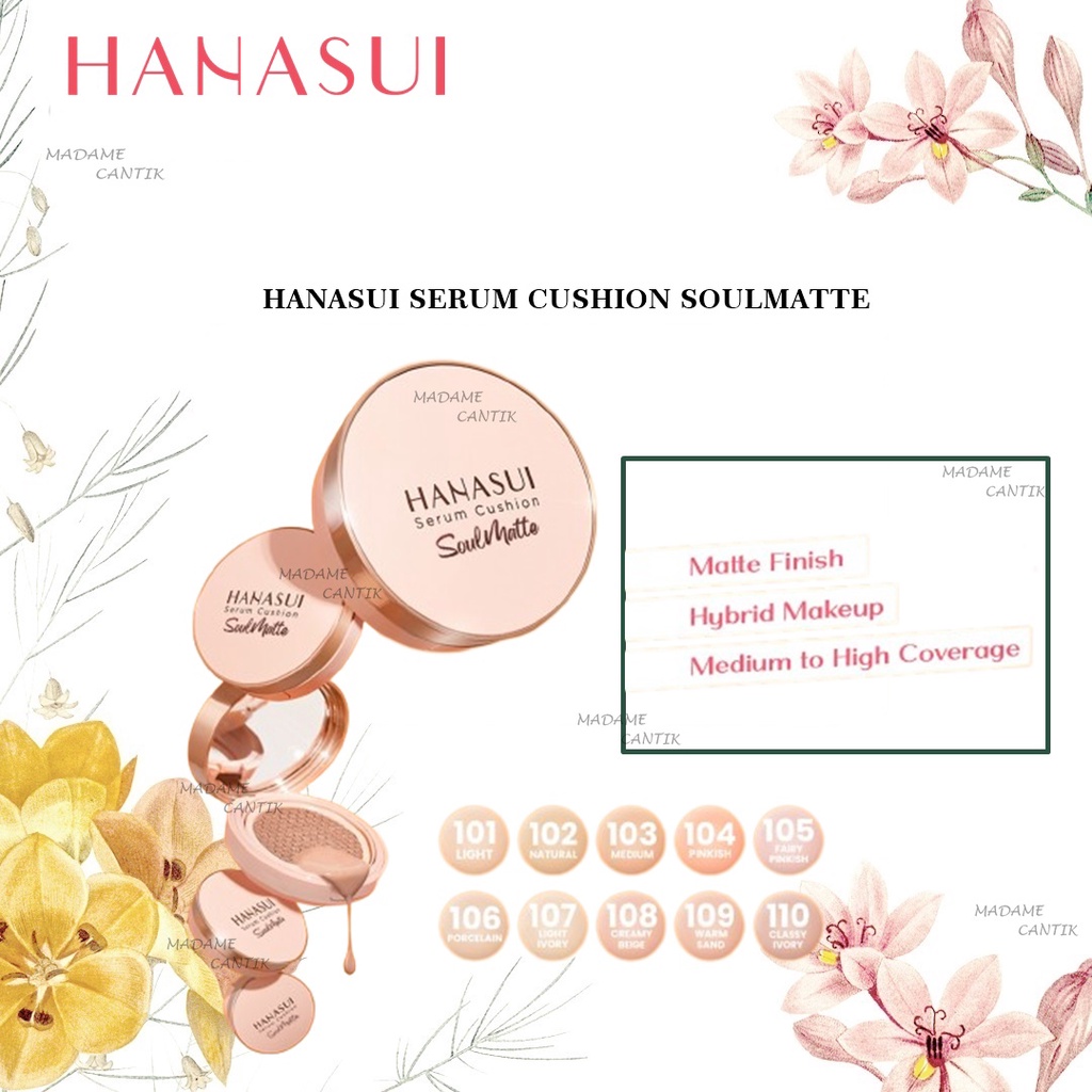 ✿ MADAME ✿ HANASUI SERUM CUSHION SOULMATTE -BB CUSHION CREAM TOTAL COVER ORIGINAL