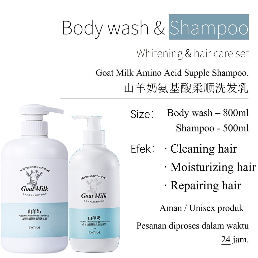 sabun pemutih badan pemutih badan 800ml goat milk body wash Niacinamide Whitening body wash mengembalikan elastisitas kulit Mencerahkan warna kulit Singkirkan kulit kusam