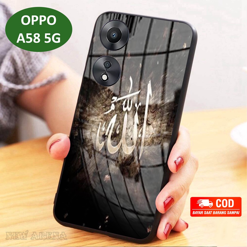 Softcase Glass Kaca OPPO A58 [5G]- Case Hp Pelindung Handphone OPPO A58 [5G] [ A14]