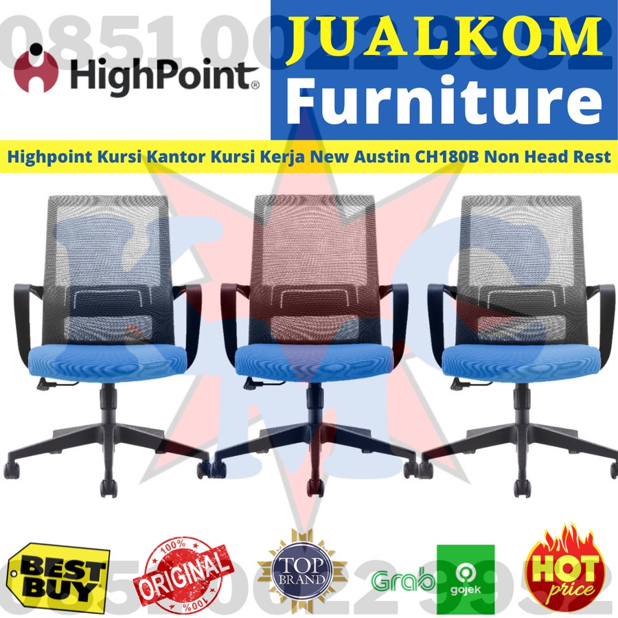Highpoint Kursi Kantor / Kursi Kerja New Austin CH180B Non Head Rest