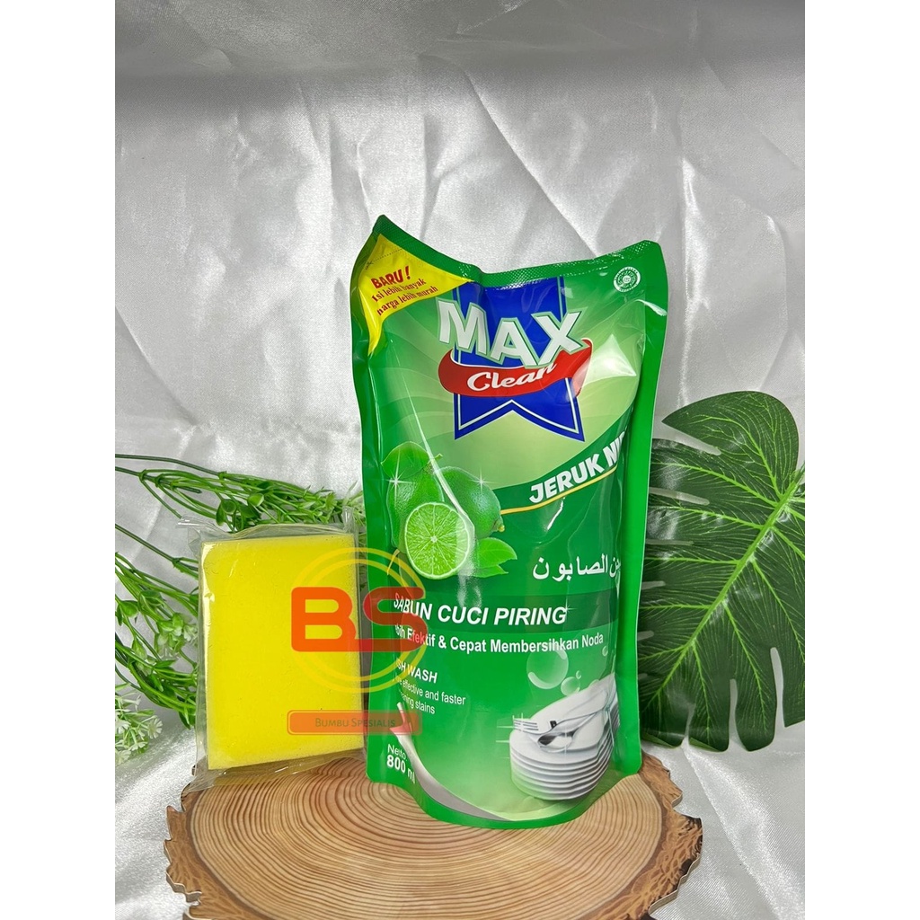 SABUN CUCI PIRING MAX CLEAN Extrak JERUK NIPIS 800ml + Free Spons