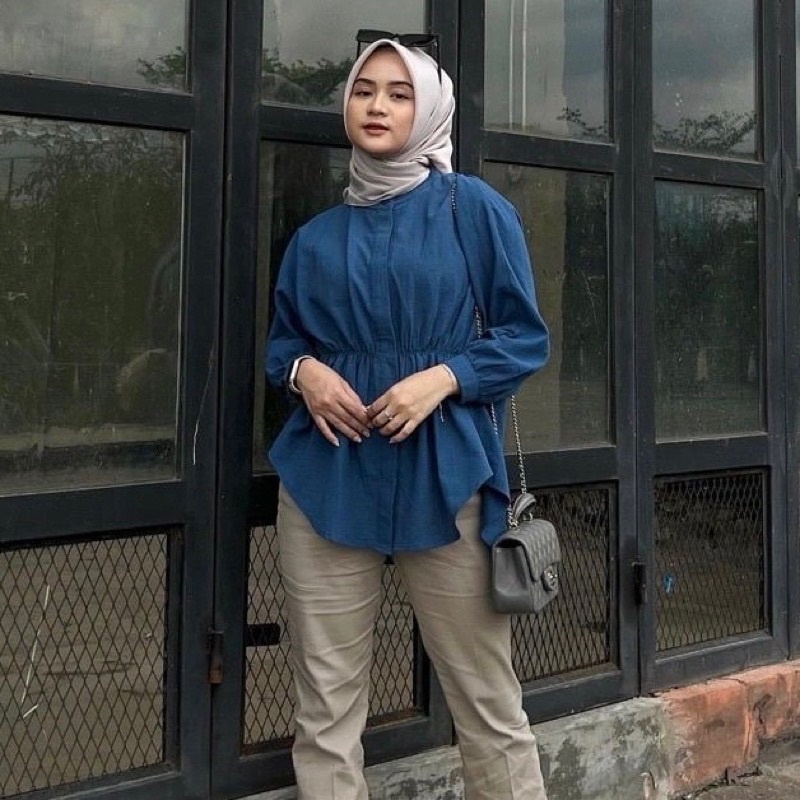 ALYA SHIRT - Kemeja Wanita Kerut Depan Kemeja Linen Oversize