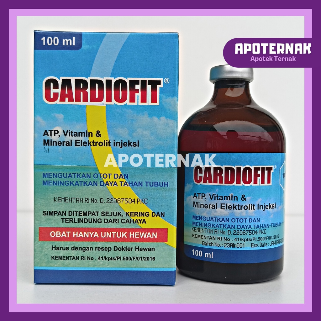 CARDIOFIT 100 mL | ATP Vitamin Mineral Penguat Otot Hewan Sapi Kambing Domba Kerbau Ambruk | Seperti Biosan TP Biodin Bioselvita