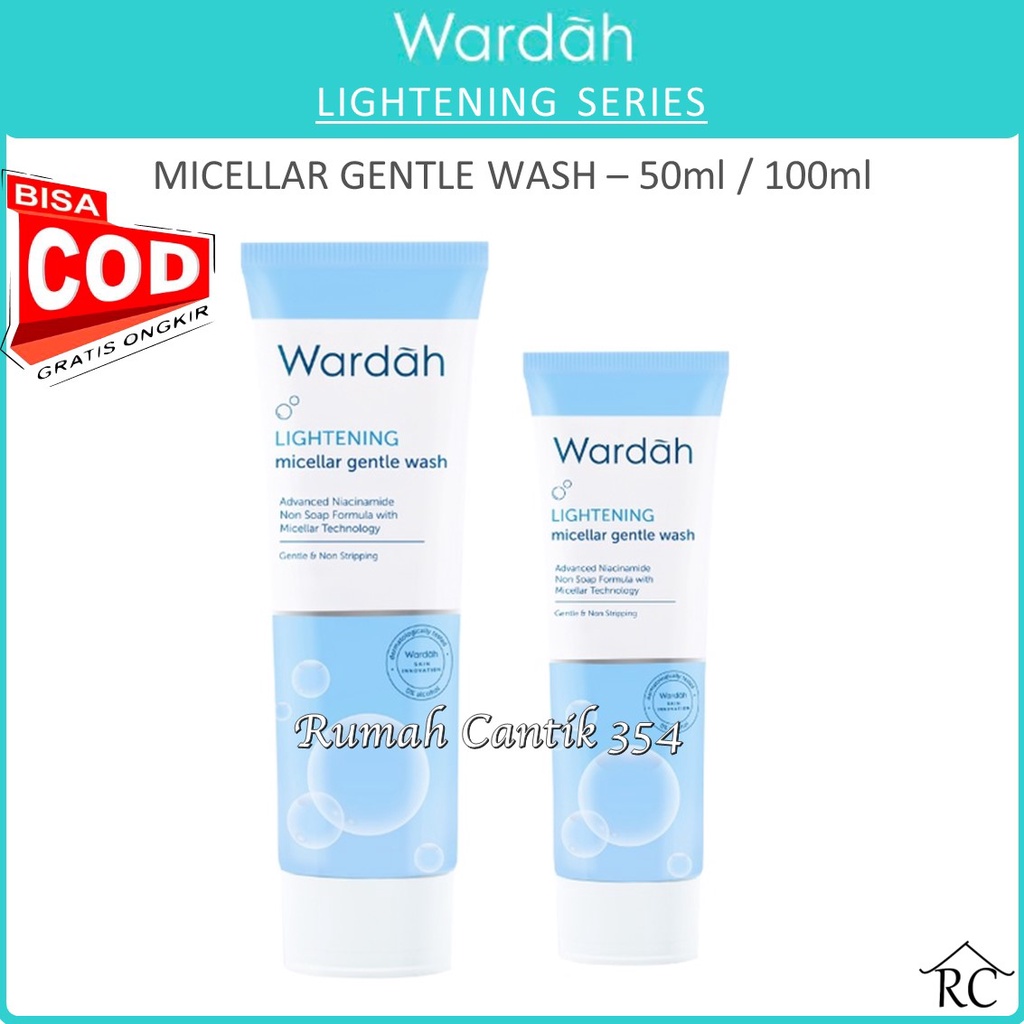 COD - Wardah Lightening Micellar Gentle Wash - Pembersih Wajah (kulit kering) - RUMAH CANTIK 354