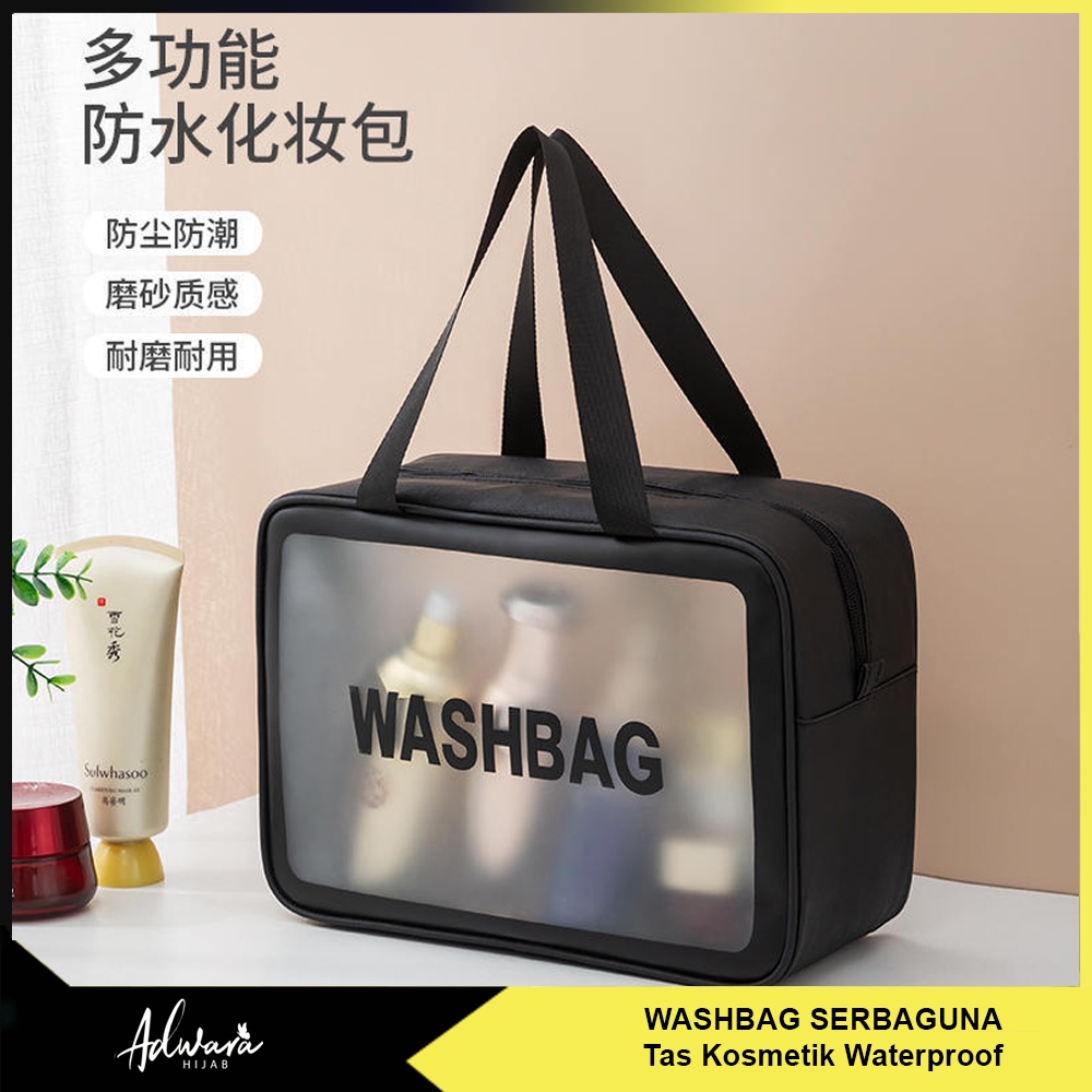 WASHBAG Tas Kosmetik Transparan Tahan Air / Tas Make Up Waterproof Serbaguna