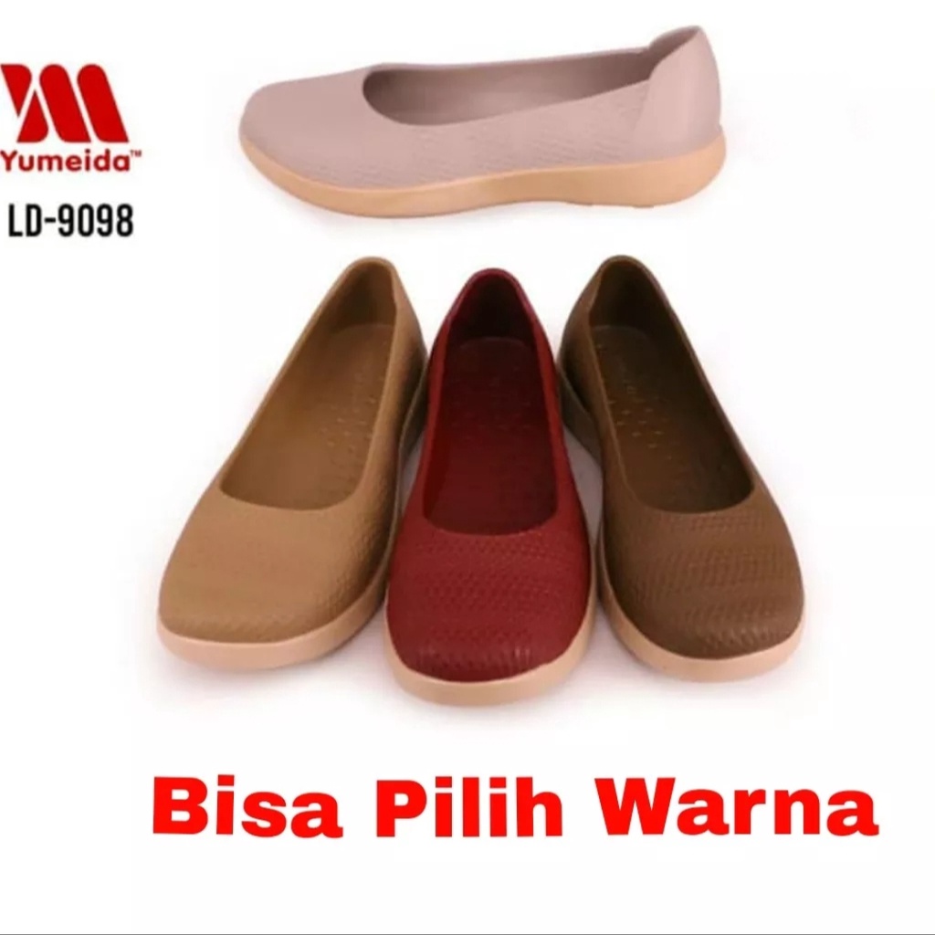 Sepatu Wanita Slip on Yumeida Karet Lentur Tahan Air LD 9098