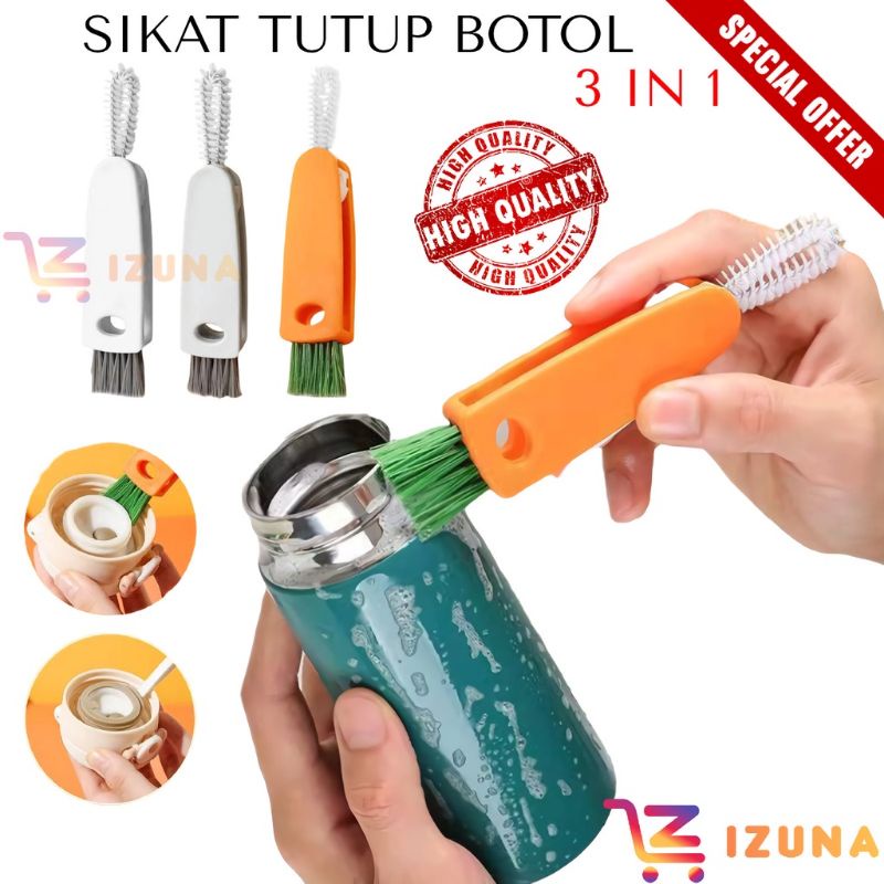 Sikat pembersih tutup botol 3 in 1 bentuk wortel/alat cuci sedotan dot celaj