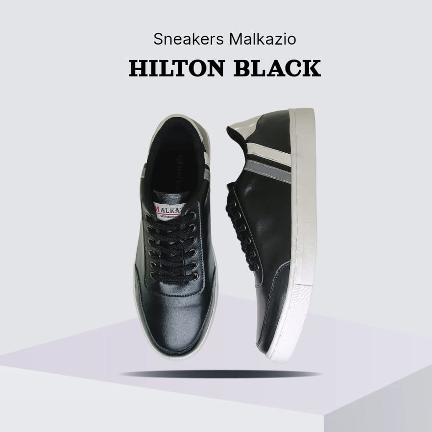 HILTON X ZAGIB LEATHER FULL BLACK | Sepatu Pria Skate Big Size Sneakers Cowok Bule Ukuran Jumbo