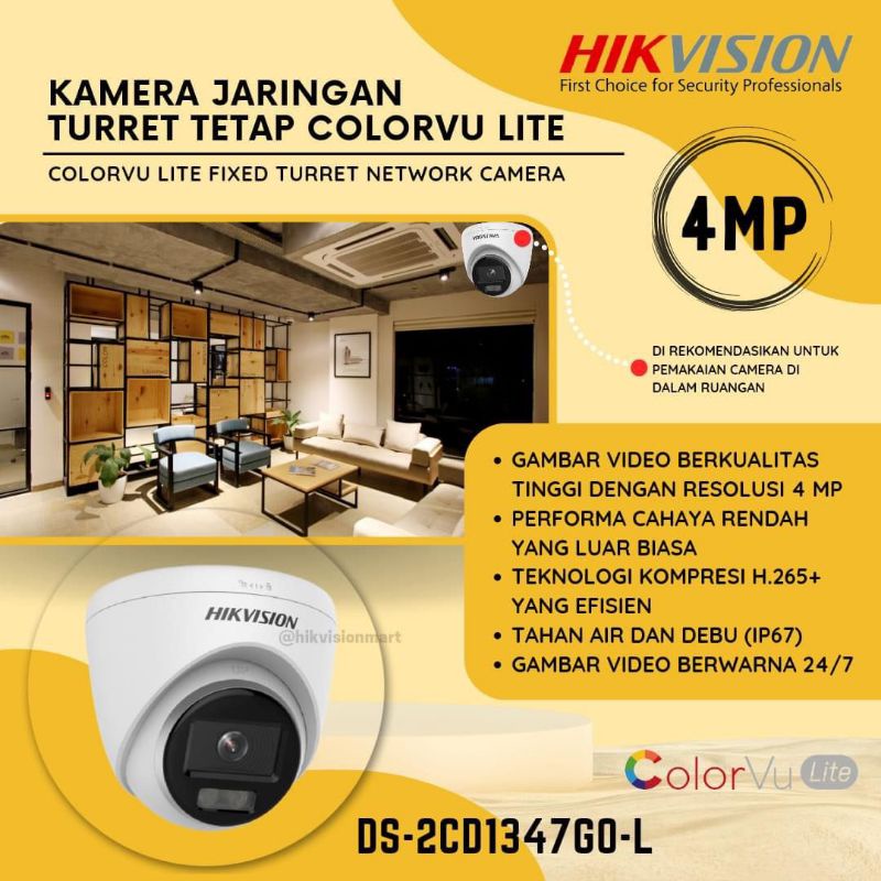 IP CAMERA HIKVISION 4MP COLORVU DS-2CD1347G0-L