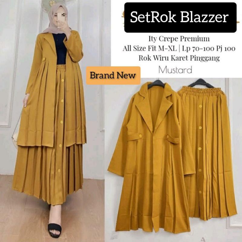 Pakaian Wanita | One Set Rok Plisket Blazer Premium #rok #blazer