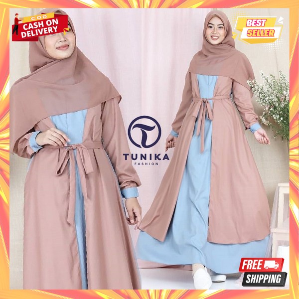 Promo Maudy Maxy Bahan Ceruty Bju Atasan Panjang Branded Syar'I Gamis Syari Model Terbaru 2022 Gamis