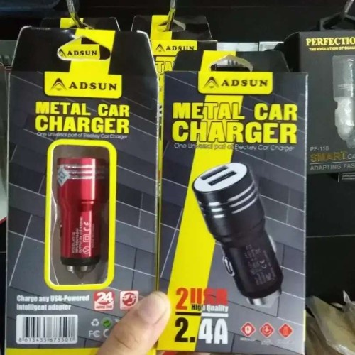 Cas HP Mobil fast charging 12 - 24 Volt ADSUN  2 USB 2.4 A METAL CAR CHARGER