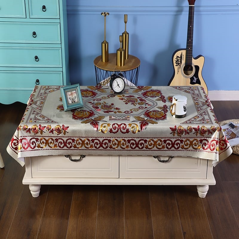 (SerbaSerbi )Alas Meja Motif Bunga Mewah Aesthetic High Qulity / Taplak Meja Ruang Tamu Motif Sultan