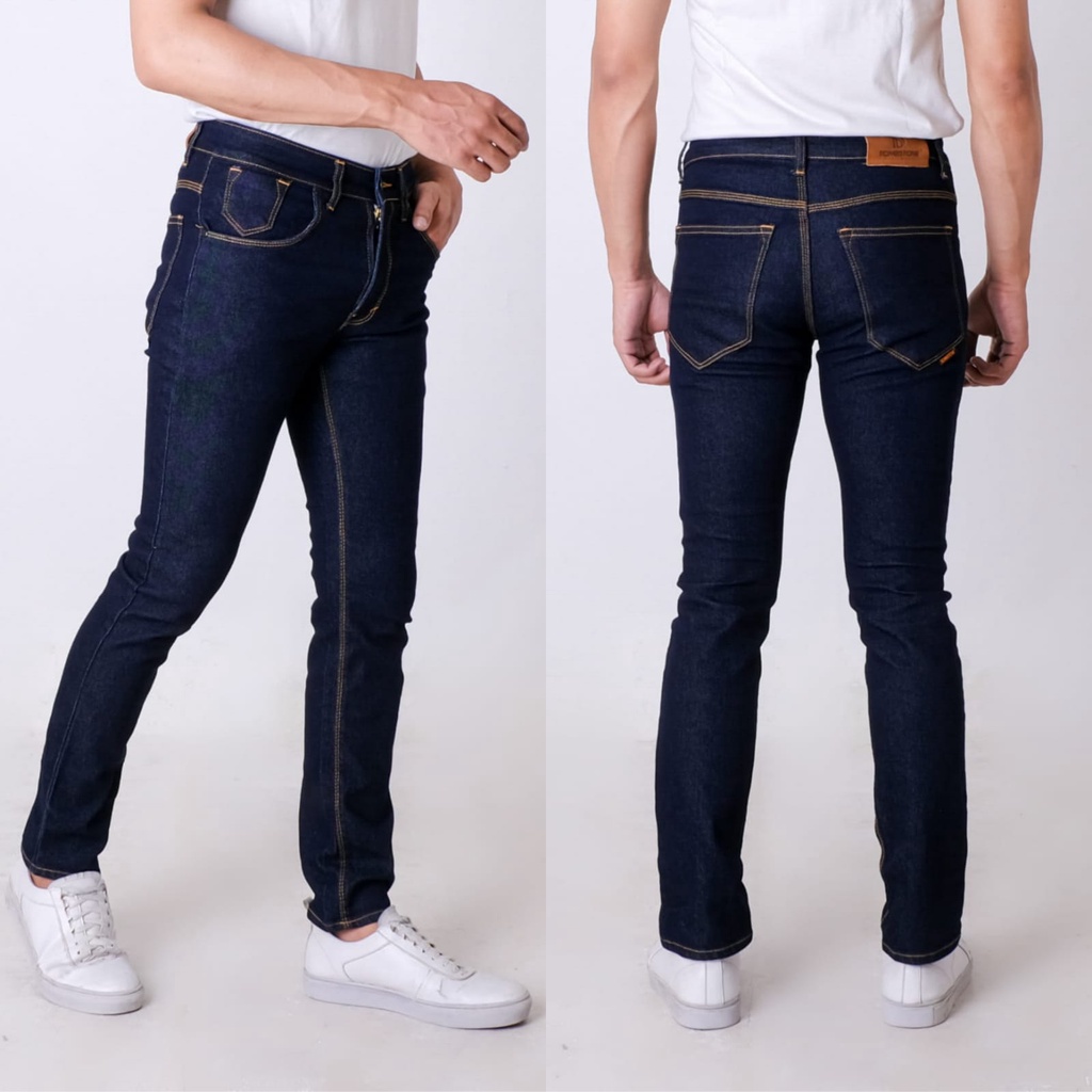 Celana Jeans Pria Panjang Slim Fit Navy Blue Celana Jeans Stretch Panjang Original