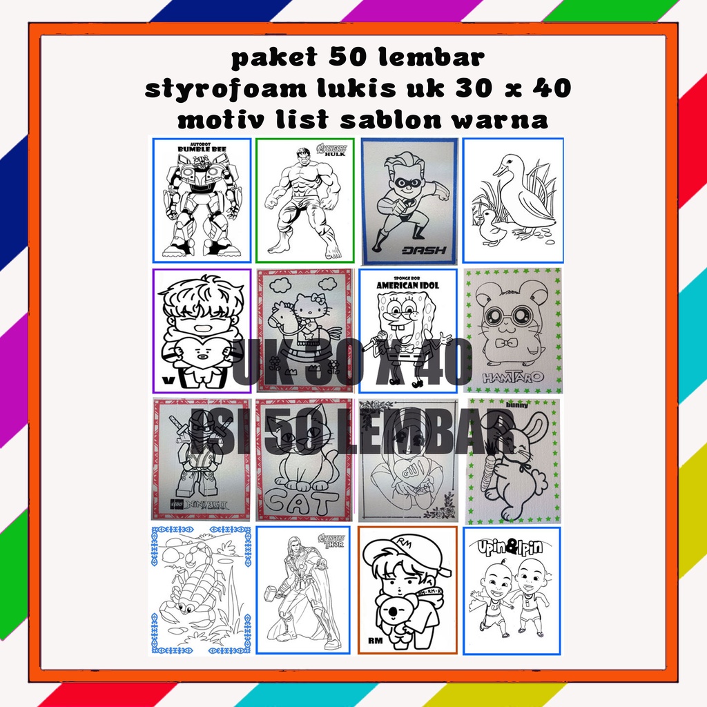 

Paket isi 50 pcs gabus styrofoam lukis dan mewarnai