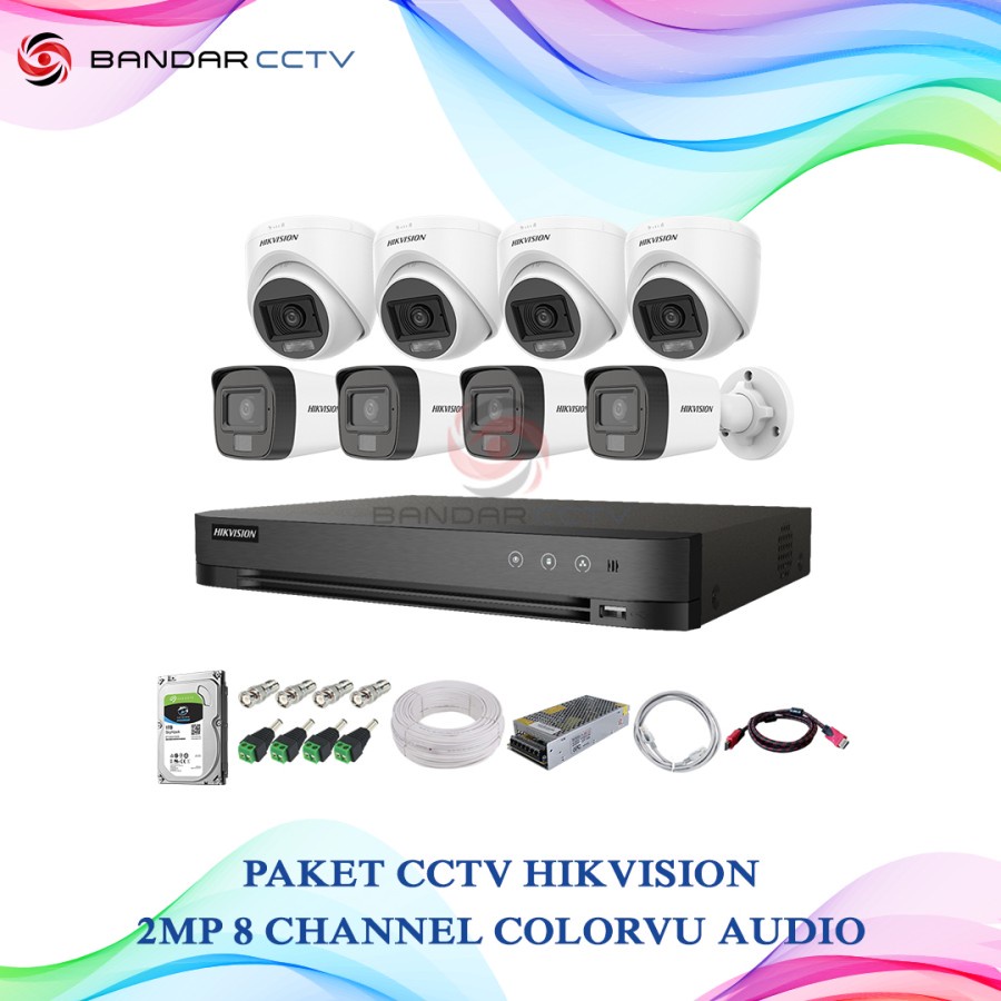 Paket CCTV Hikvision 2MP 8 Channel Colorvu Audio