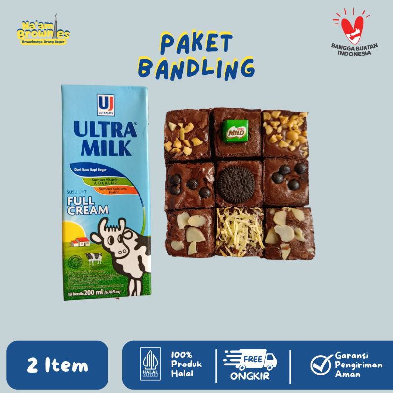 BROWNIES FUDGY DITAMBAH SUSU ULTRA 200ML BROWNIS NYOKLAT BROWNIS PANGGANG