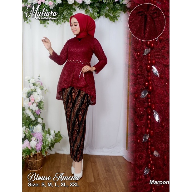 Permata Olshop / Kebaya Blouse Ameena MK / Kebaya Wisuda / Kebaya Brukat Payet Mewah / Kebaya Kondangan / Kebaya Lamaran