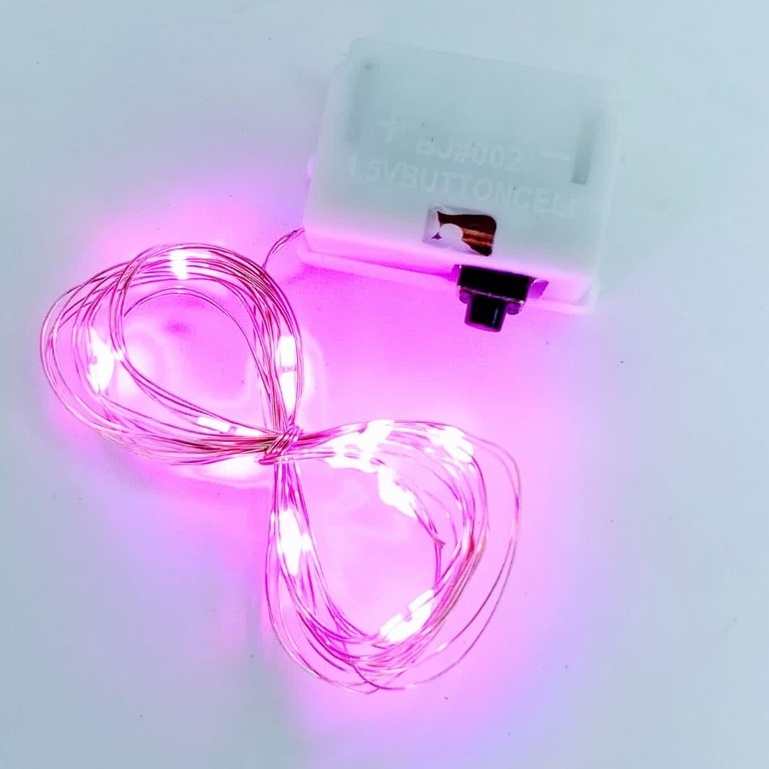 YSM Lampu Tumblr Kawat Mini 1 Meter Lampu Hias Dekorasi Gift Box Bucket Balon Fairy Light Led Murah Import-PINK