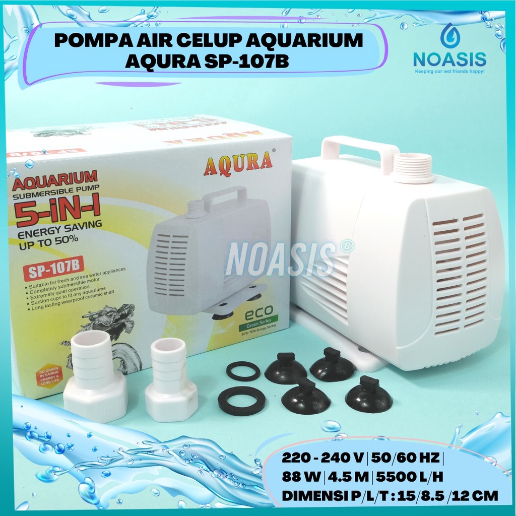 AQURA Pompa Air Celup Aquarium AQURA sp 107 B  Sp - 107 B 88 W 5500 Litter