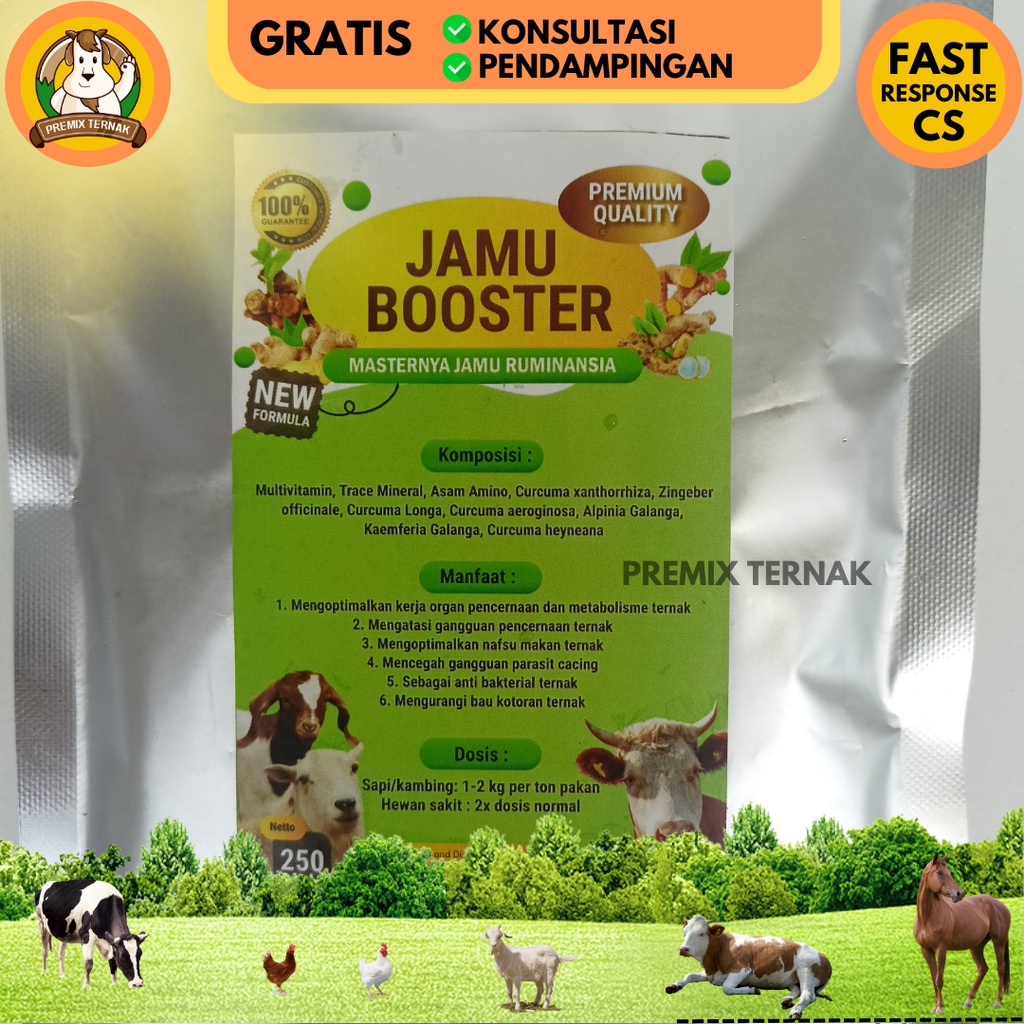 JAMU BOOSTER 250 gr - JAMU SAPI 250 gr - MENINGKATKAN NAFSU MAKAN, KESEHATAN DAN PRODUKTIVITAS