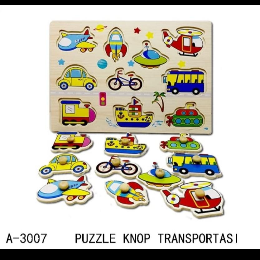 MAINAN EDUKASI EDUKATIF ANAK PUZZLE KNOP KAYU  PINTAR TRANSPORTASI NO. A-3007 - EARLY LEARNING EDUCATION