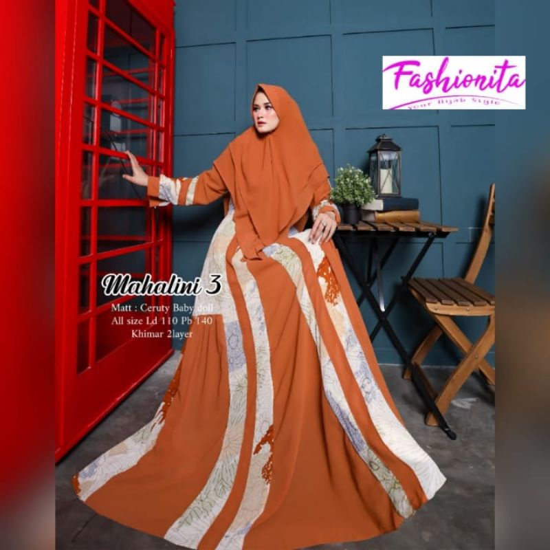 MAHALINI 3 SYARI/GAMIS SYARI JUMBO LD 110 PESTA PARTY DRESS PREMIUM CERUTY BABYDOLL MUSLIM MODERN ME
