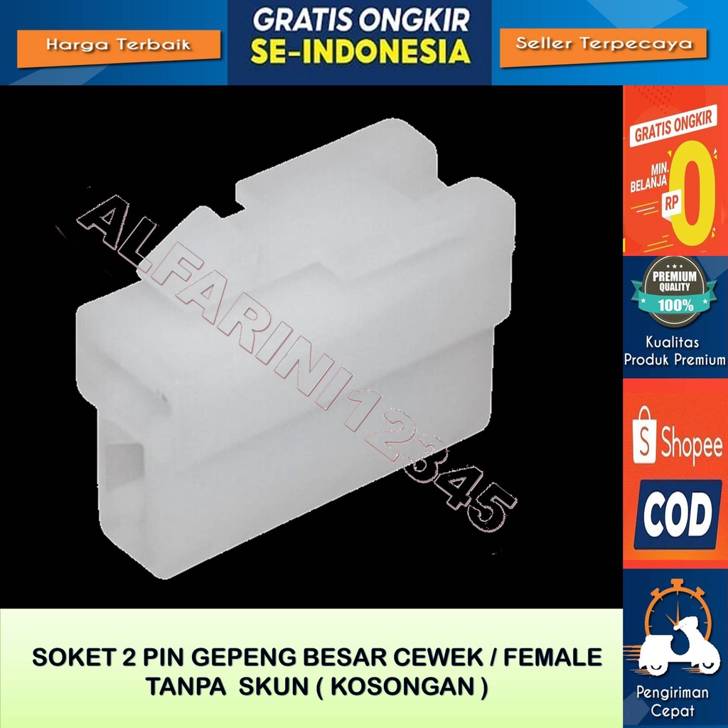 Soket Kabel 2 Pin Besar Cewek Female Tanpa Skun Bahan NylonTahan Panas Buat Motor Mobil Universal – 