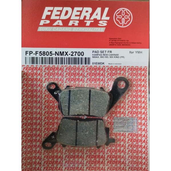 Kampas Rem Depan Nmax, Mio M3, MX King Original Federal