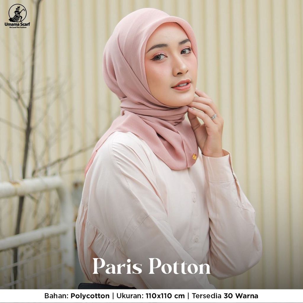 Kerudung Polos PARIS POTTON Segiempat Jahit tepi Original By Umama Scarf 110x110cm