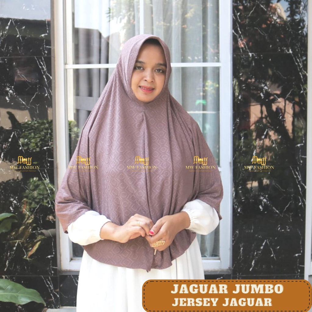 GROSIR HIJABKU Jilbab Pad Jumbo Jersey Jaguar Motif / Hijab Mewah Motif Jersey Jaguar Termurah (Jagu
