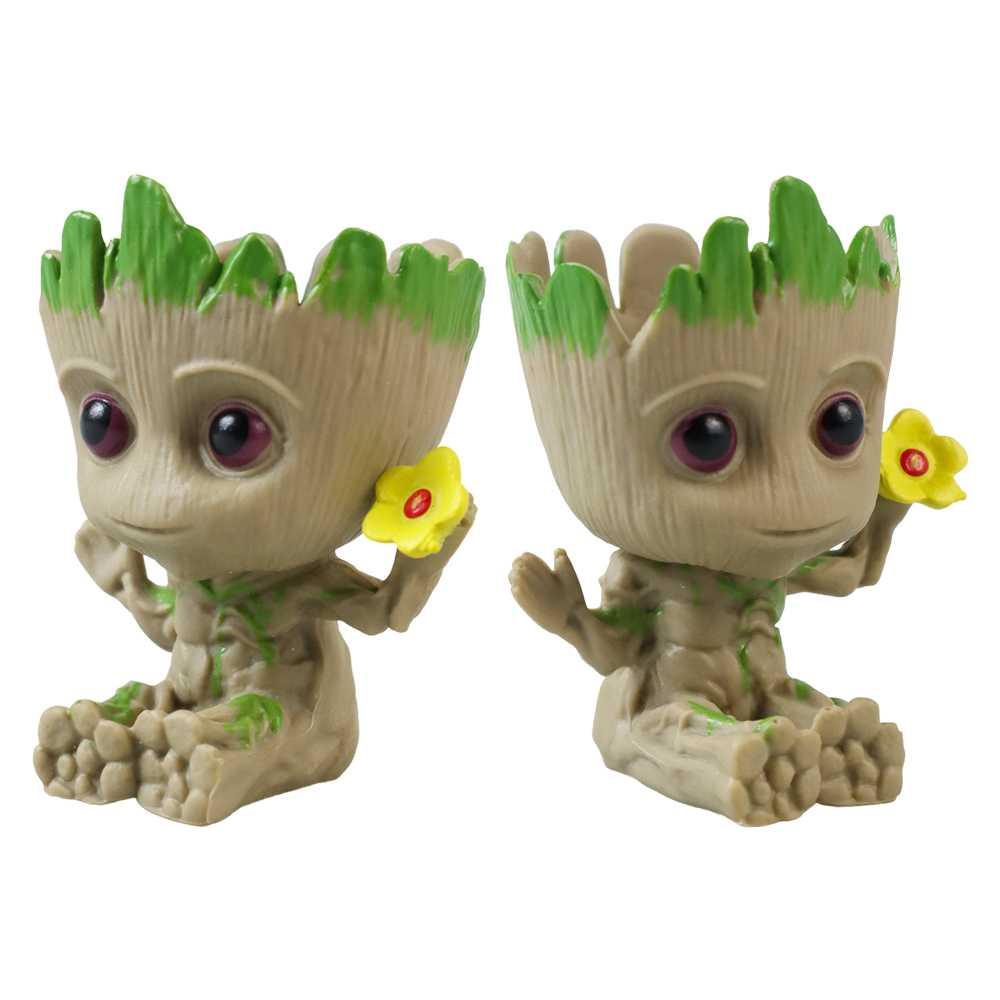 Groot Mini Action Figure Holding Flower Pot Tanaman 5cm - TKR3 - Brown